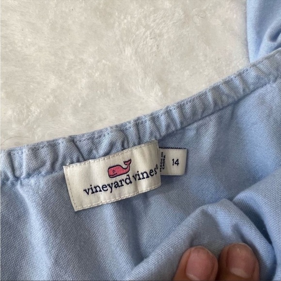 Vineyard Vines Blue One Shoulder Bow Top 14 - Picture 3 of 8